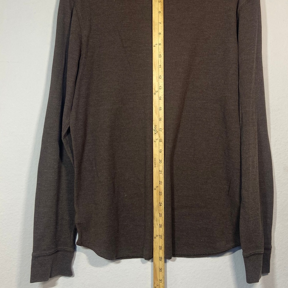 Gap Men's Long Sleeve Waffle‎ Knit Crew Neck Shirt Sz L Woodsy Brown Classic Tee - Picture 4 of 8